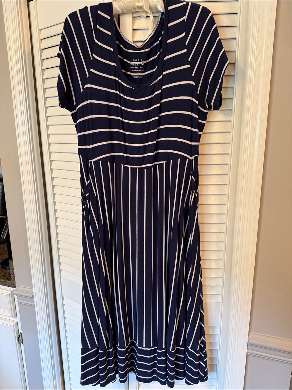torrid Navy & White Striped Scoop Neck Midi Dress